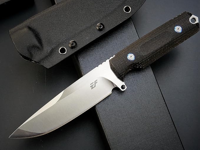 Eafengrow EF131 Fixed Blade Knife,DC53 Steel Blade,Micarta Handle Full Tang Fixed Knifes for Camping Hunting Bushcraft