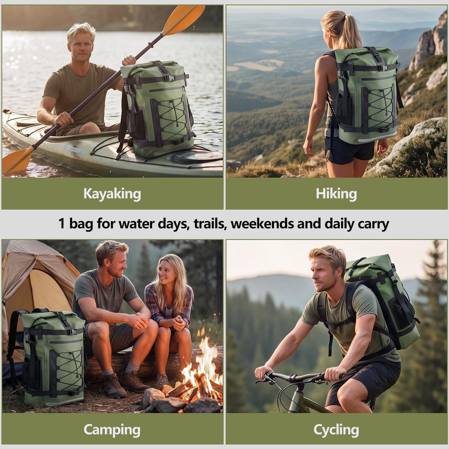 Waterproof Backpack, 40L Large Capacity Dry Bag, Hiking Travel Backpack
