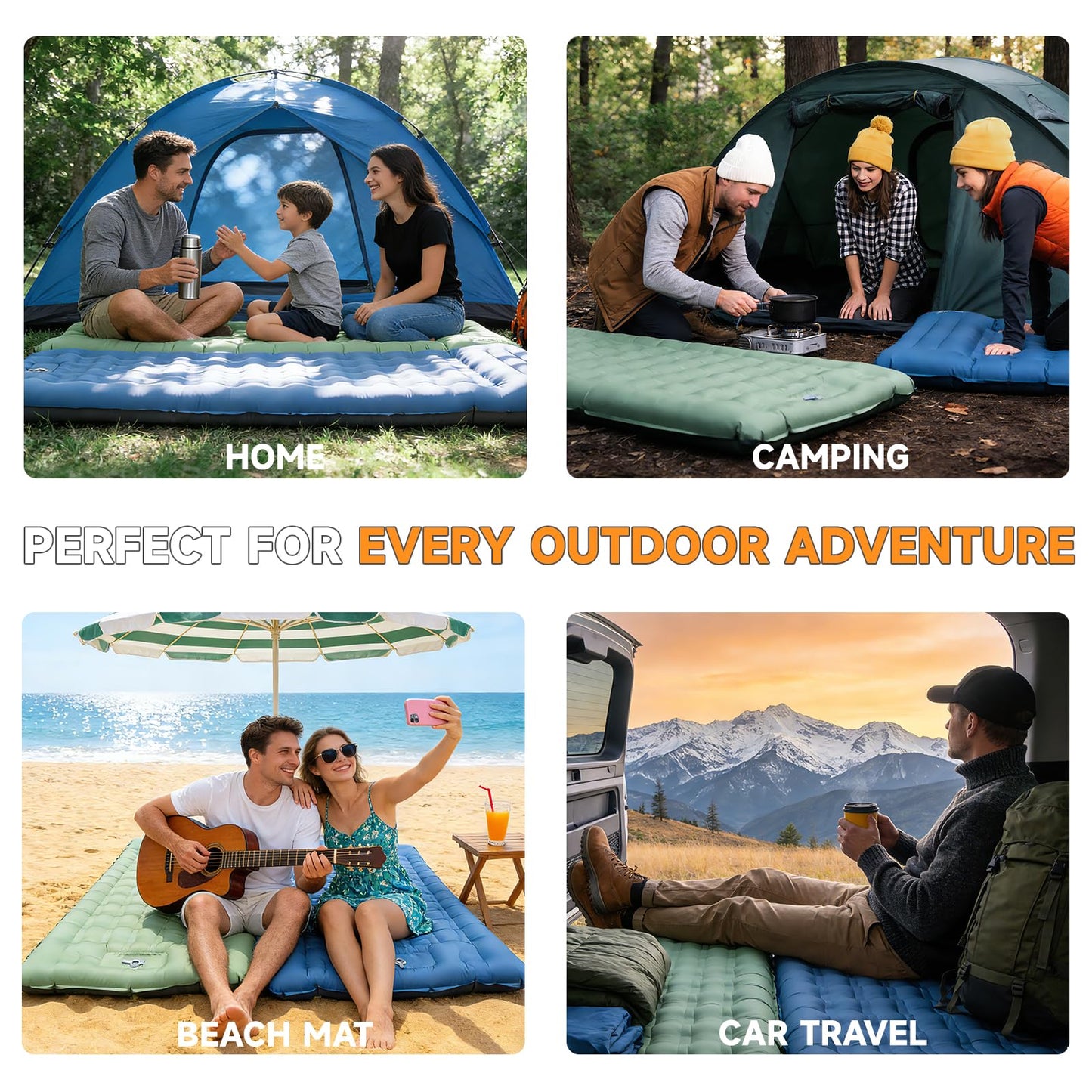 Aonhom Camping Sleeping Pad, 6" Extra Thick Sleeping Mat with Pillow Built-in Foot Pump, 32.7"