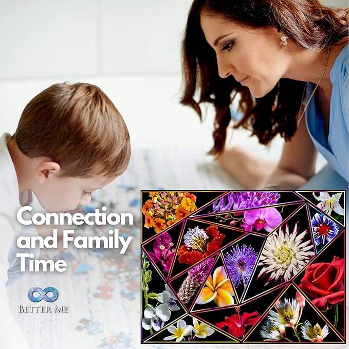 Better Me Flower Power 1000 Piece Puzzle for Adults - Flowers Jigsaw Puzzle 1000 Piece Collage