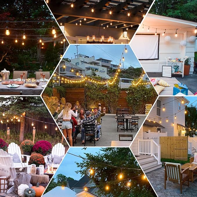 GANA 12V Low Voltage & Safe LED Outdoor String Lights,75FT 24 Shatterproof Bulbs, 2200K Warm White Pergola Lights for Your House's, Garden, Fence, Porch,Balcony,and Bistro