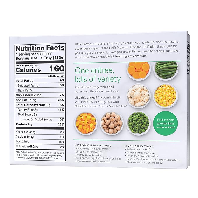 HMR Entrees Meals 6-Pack Vegetable Stew with Beef | Low Calorie Microwave Meals for Weight Loss | Ready to Eat Dinner | Premade Shelf-Stable Ready in 60 Seconds