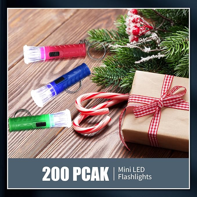 Jexine 100 Pcs Mini Flashlight Keychain Bulk Assorted Colors Torch Keyring Flashlights LED Small Keychain Light Hiking Camping Christmas Party Favors(Bright)