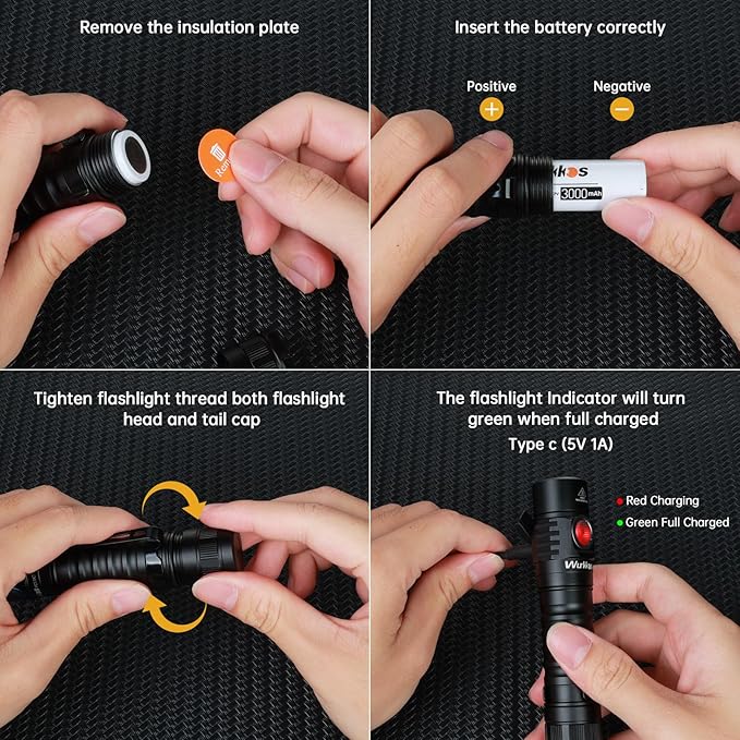 Wurkkos FC11C Led Flashlight Rechargeable 1200 Lumens, 155m Long Beam Distance, IP68 Waterproof Flashlights with Magnetic Base, Small Powerful EDC Flashlight for Camping, Hiking, Emergency(4000K)