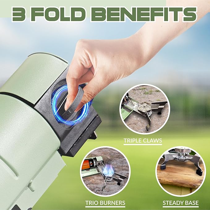 Roamix 17,700 BTU Foldable Butane Camping Stove ??5,200W Portable Gas Burner with Carrying Bag for Outdoor Cooking, Backpacking & Emergency Use