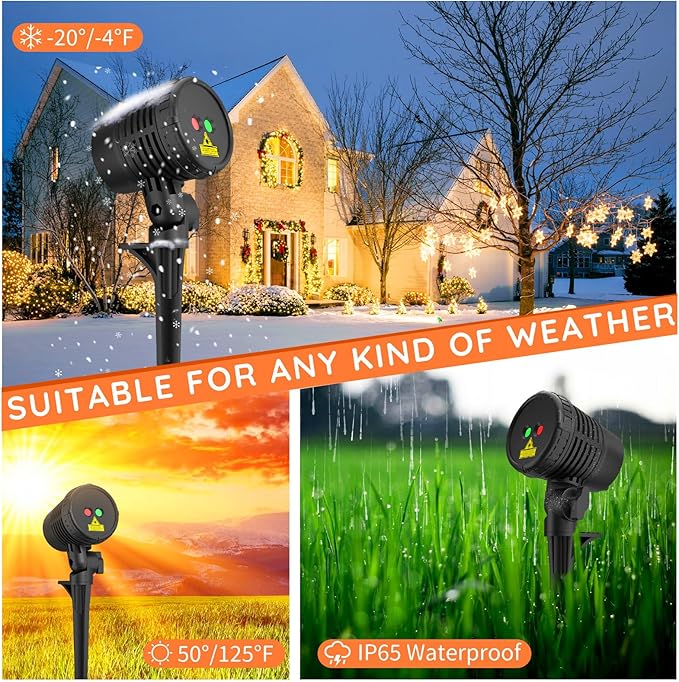 Christmas Projector Lights Outdoor, Christmas Light Projector with Remote, Moving Outdoor Holiday Decoration Light Show for House, Yard, Garden, Patio, and Festive Party Decorations, Christmas Gift