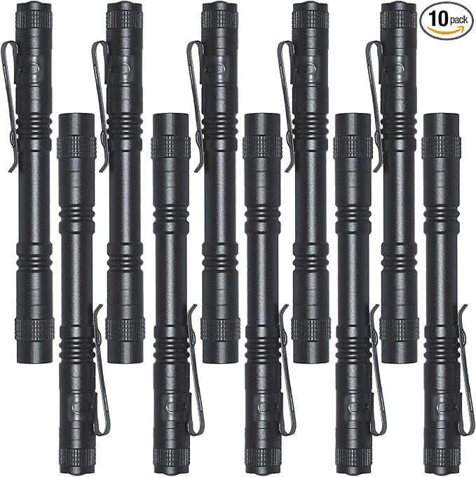 Beieverluck 10 Pack Small Mini Flashlights, Pocket Flashlight Penlight with Clip, Tactical Pen Light for Camping Outdoor Emergency Inspection Fathers Gifts for Dad Husband