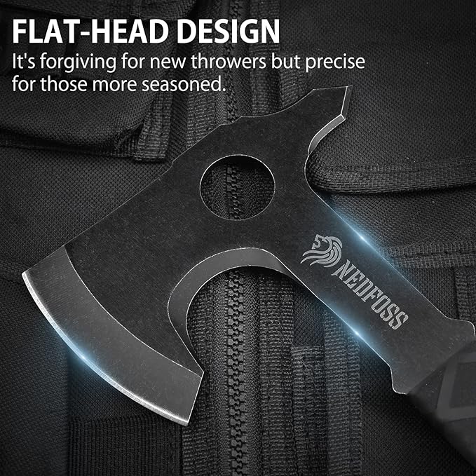 NedFoss Throwing Axe Set, 10.2'' Full Tang Throwing Hatchet with Sheath, Updated TPR Rubber Wrapped Handle, Perfect for Competition and Recreation