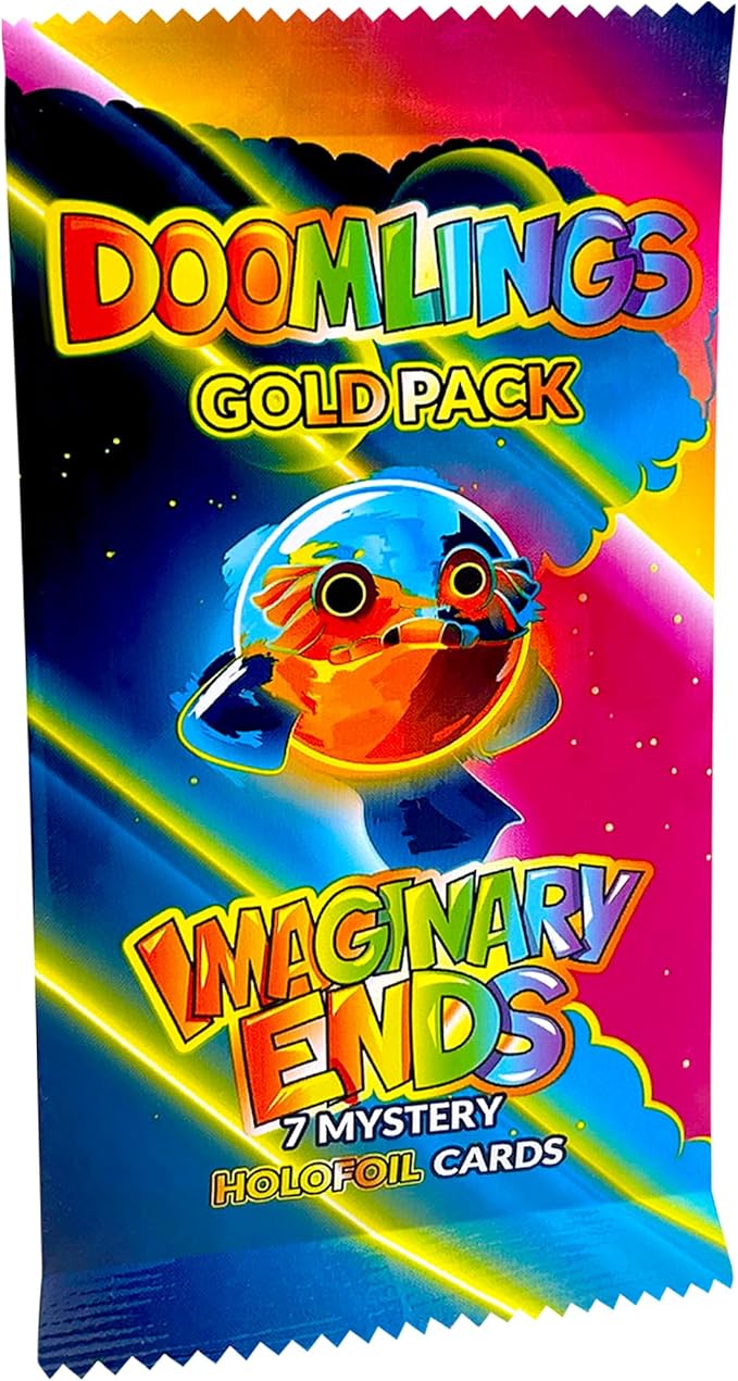 Doomlings Card Game: Imaginary Ends Expansion - Collectible Mystery Holofoils Gold Pack | Strategy Game for Kids, Teens & Adults | 2-6 Players, Ages 7+ (7 Holofoils)