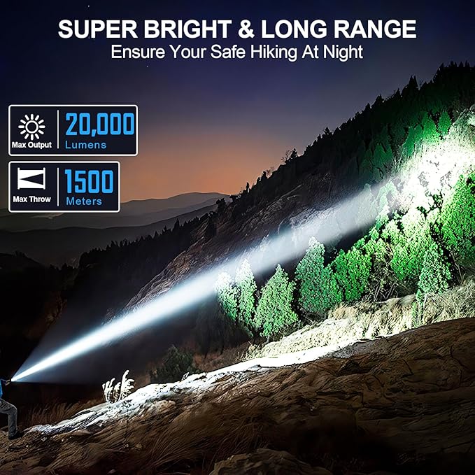 Flashlights High Lumens Rechargeable, Super Bright Long Range Small Powerful Flashlight, 6 Modes LED Tactical Pocket Waterproof Flash Light for Home Emergency (1, Turquoise)