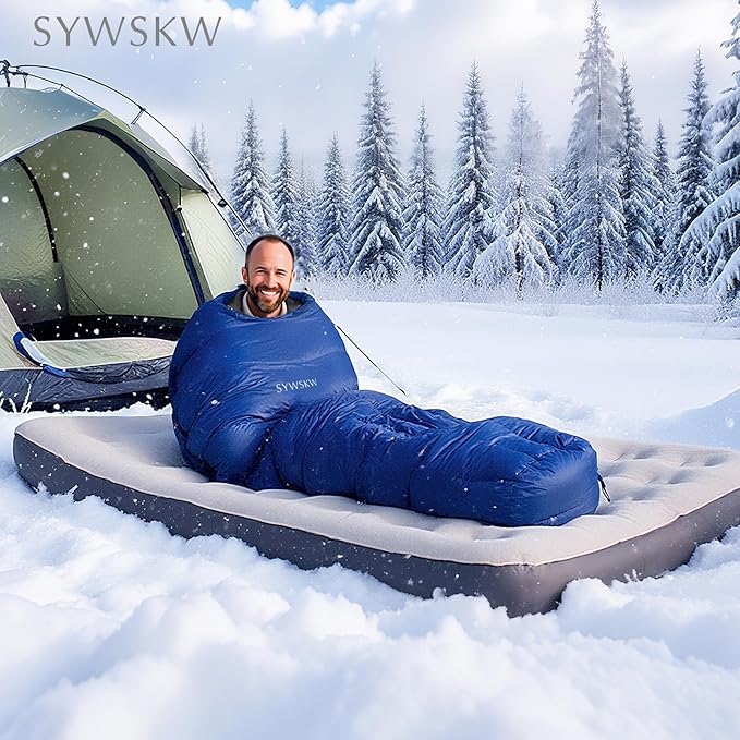 Down Sleeping Bag with Pillow, Lightweight Wide Sleeping Bag (86.6 in x 33.5 in) for Adults Backpacking,Hiking and Camping Outdoor with YKK Two-Way Zipper,680FP Duck Down