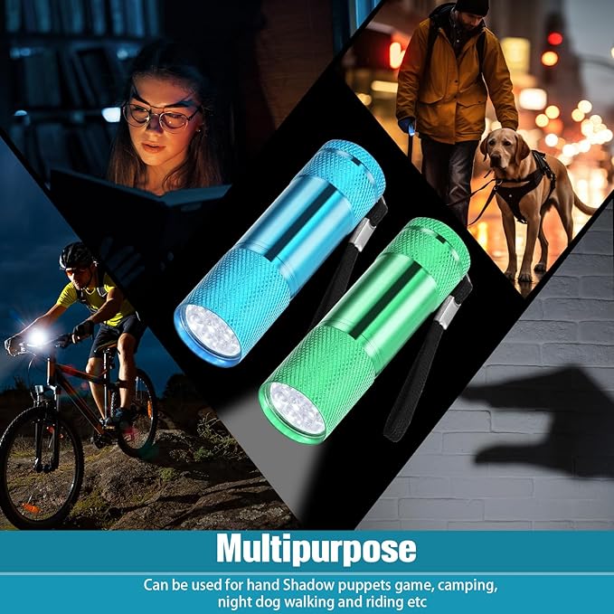 VIHOSE 20 Pcs Mini Flashlights Bulk, Bright Aluminum Handheld Flash Light with Lanyard Small LED Flashlights for Night Reading Emergency Hurricane Camping Hiking, Batteries Not Included(Cute)