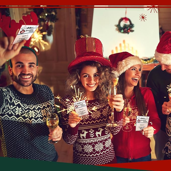 Leitee Christmas 5 Second Game Question Cards and 5 Second Hourglass Family Card Game Simple Questions for Party Travel Night Sleepovers Think Fast and Shout Out Answers (135 Pcs,Modern Style)
