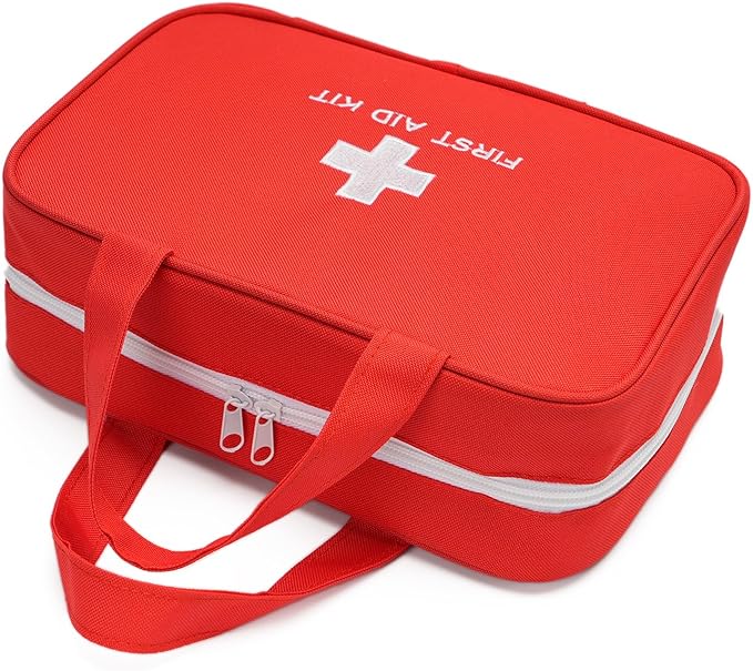 Compact Empty First Aid Kit Bag Emergency Trauma Medical Pouch Travel Medicine Organizer Bag for Home, Camping, Traveling, Car (Red)