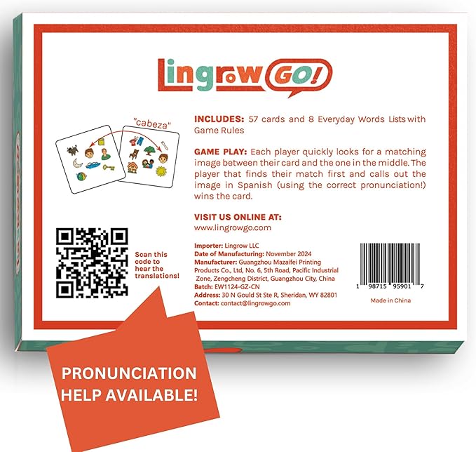 Spanish Learning Game - Fun Bilingual Card Game for Kids & Families | Learn 57 Everyday Words Through Play | Educational Gift for Classroom or Home (EVERYDAYWORDS001)