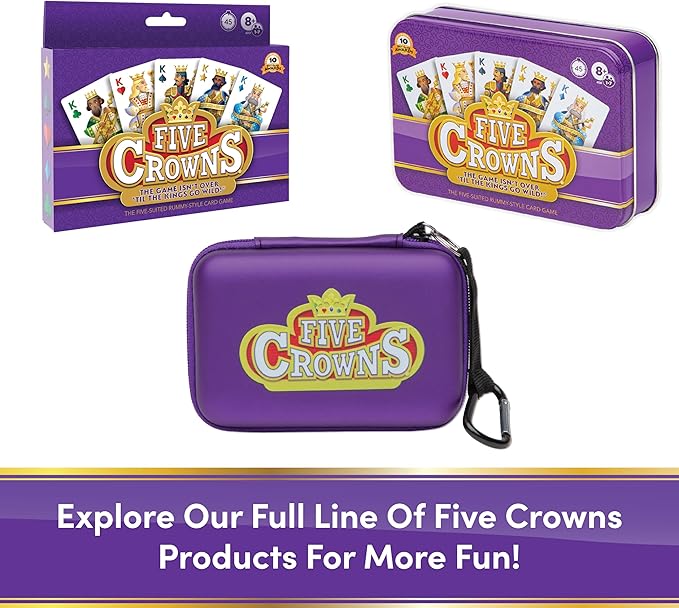 Five Crowns Travel Case Bundle, Cards, Scorecard Included ??Card Game for Kids and Adults, Family Game Night, The Game isn?™t Over Until the Kings Go Wild!, 5 Suited Rummy Style Card Game, Ages 8+