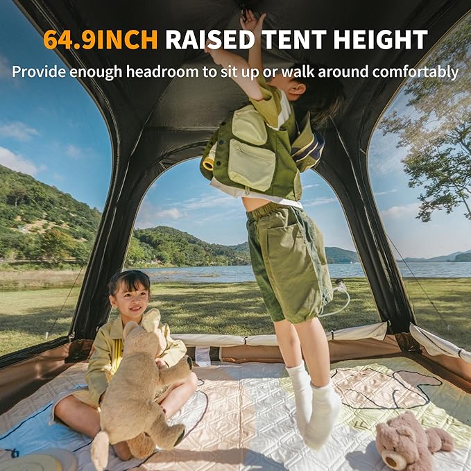 Naturehike Upgraded Ango 3-4 Person Blackout Tent,Instant Pop up Tents for Camping, Waterproof Anti-UV Camping Tent