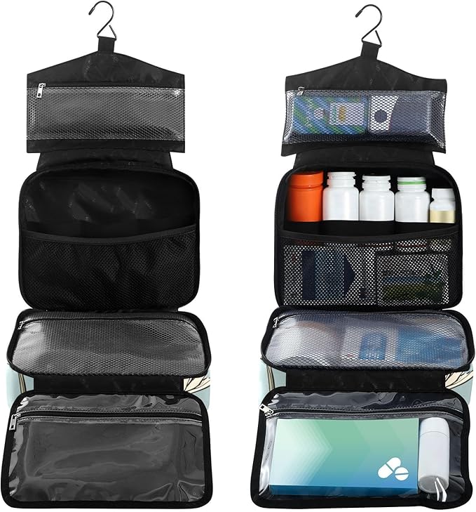 Fustylead Cute Otter and Lotus in Water Travel Medicine Organizer Bag Home Storage First Aid Kit Large Pill Case with Zipper for Pill Bottle, Vitamins, and Medical Supplies