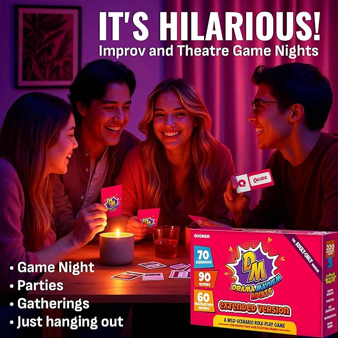QUOKKA Charades & Guessing Game for Adults - 120 Hilarious Scenarios & Quirk Cards | Perfect for Adult Game Night, Parties, Gifts & Reunions | Extended Pack