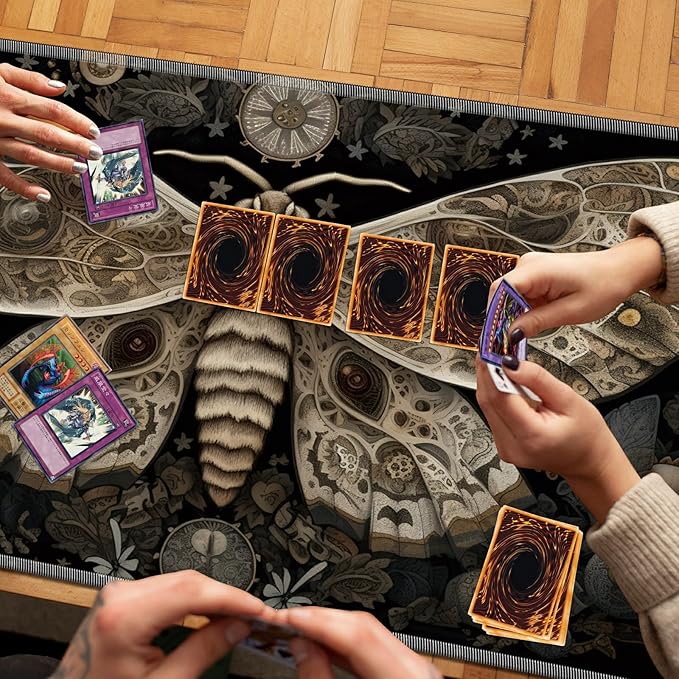 Playmat for MTG, 24 x 14 inches Game Play Mat for MTG TCG and Other Card Games, Trading Card Game Play Mat Desk Mats with Stitched Edges Non-Slip Base, Moth