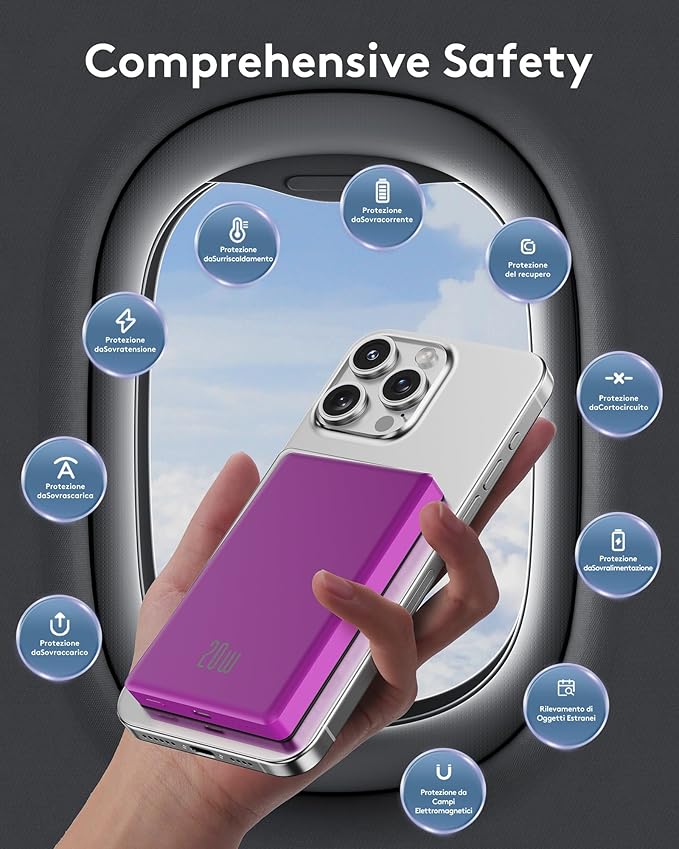 2025 for iPhone Magsafe Battery Pack, Ultra Slim Magnetic Power Bank Fast Charging, Wireless Portable Charger 10000mAh, 20W Powerbank Compatible with iPhone 16/15/14/13/12 Series,Matte Purple