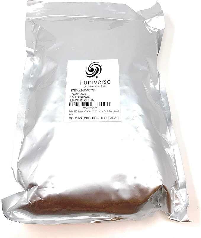 Bulk 120 Piece 4" Glow Stick with Cord Assortment - Ideal For Halloween, New Years Eve, Dances or Emergencies