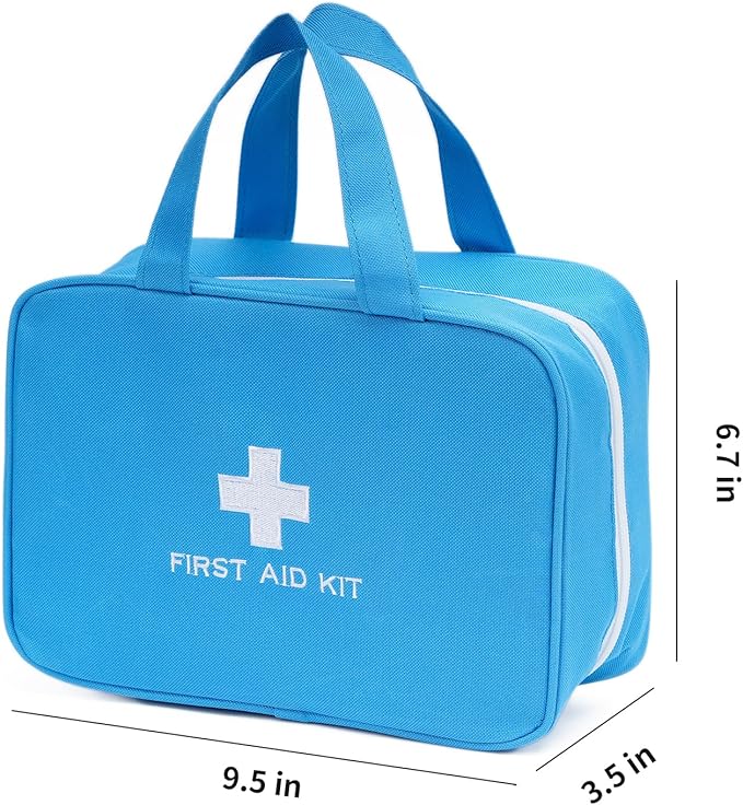 Compact Empty First Aid Kit Bag Emergency Trauma Medical Pouch Travel Medicine Organizer Bag for Home, Camping, Traveling, Car (Blue)