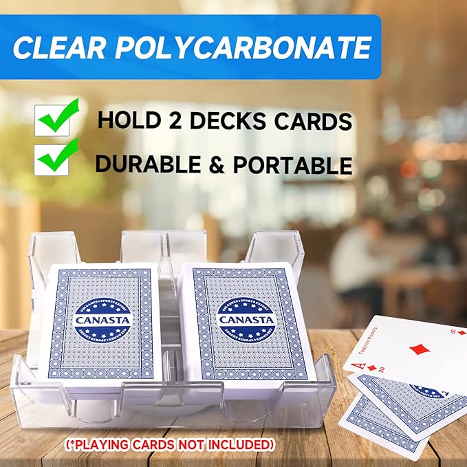 GSE Games & Sports Expert 2-Deck Revolving Canasta Card Tray, Dual Deck 360° Rotating Playing Card Holder, Swivel Cards Holders for Hand & Foot, Rummy, UNO Games