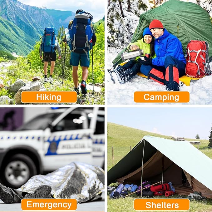 Emergency Mylar Thermal Blankets, 8-Pack Space Blankets Survival Mylar Blanket Emergency Kit Perfect for Outdoors, Hiking, Camping Survival, Bug Out Bag, 83" x 63"