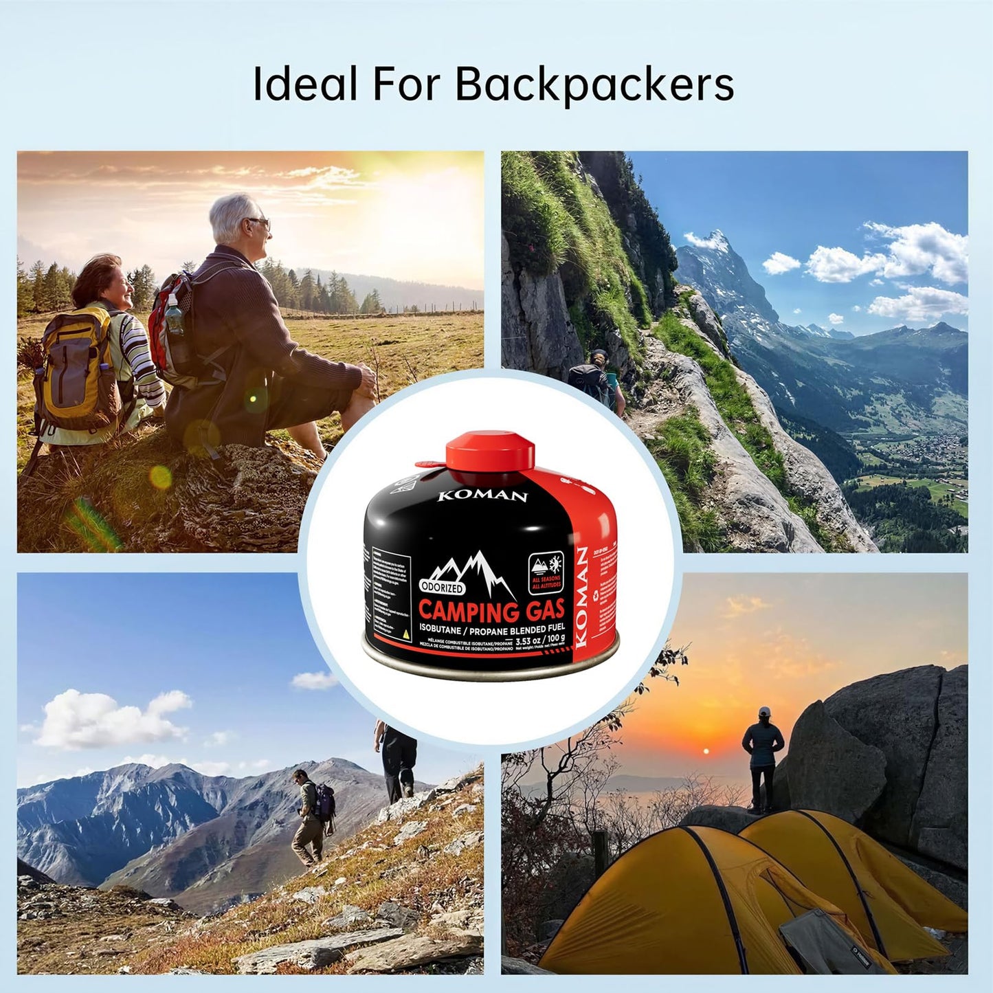 KOMAN Isobutane Fuel Canister Backpacking Stove Fuell Camping Isobutane Propane Fuel Canister 4