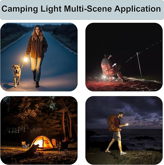 Tent Lights for Camping, Rechargeable Camping Lights for Tent, Camping Tent Light with 8 Brightness Modes for Power Outages, Emergency, Tent, Outdoor (White)