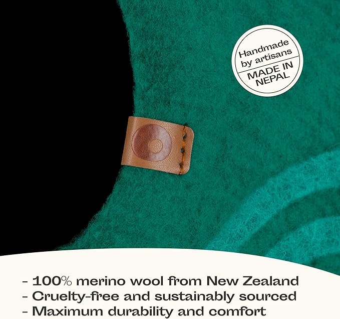 MEOWFIA Cat Cave ??Premium Felt Cat Bed for Indoor Cats, Handmade 100% Merino Wool (Medium, Emerald)