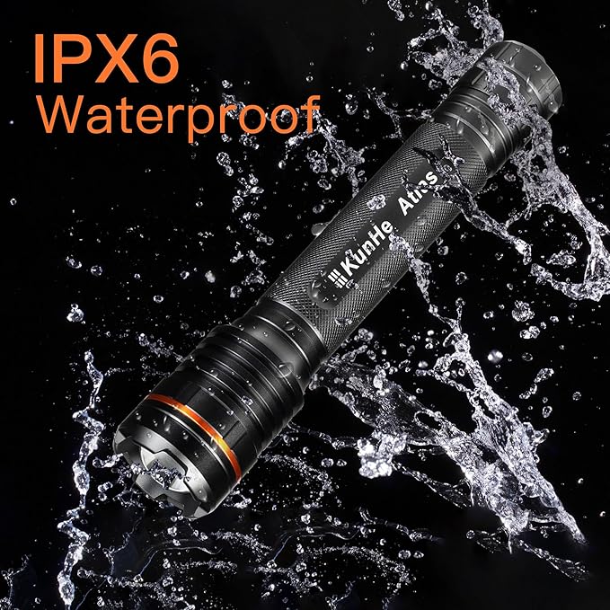 KunHe Heavy Duty 3D Cell LED Flashlights Large Aluminum Zoomable High Lumens-1200 LM Battery Powered Single Mode Flash Light- Big Flashlight for Home Emergency Power Outages Camping Car