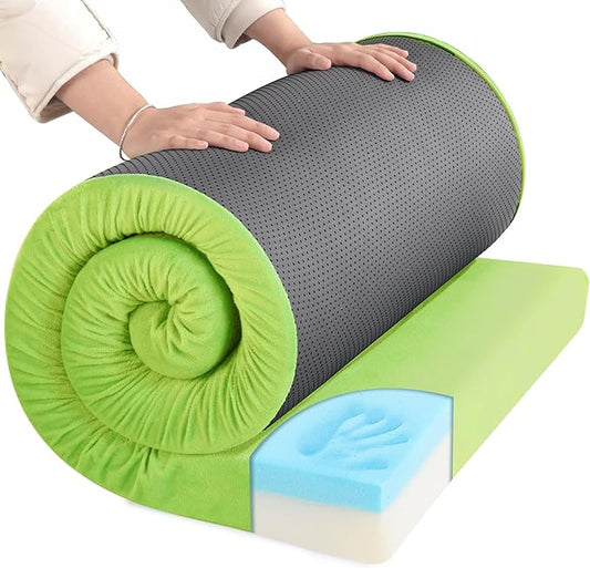 HOMBYS 3 INCH Thick Waterproof Memory Foam Camping Mattress for Outdoor Sleeping, Portable Roll Up Mattress Pad Mat for Travel Truck Bed Tent