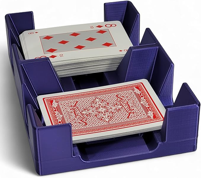 Deluxe Playing Card Tray or Caddy for Card Games Like Canasta, Rummy, UNO and More - Cardian Brand cardholder/Caddy with Felted Bottom - Non-Swivel - Made in USA (Purple Silk)