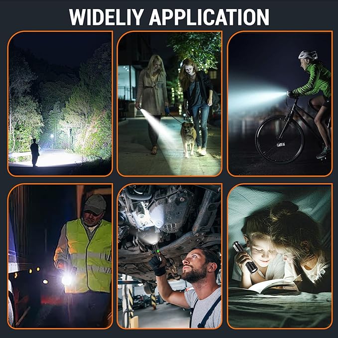 LED Tactical Flashlight Rechargeable - One Click SOS, Super Bright Small LED Flashlight 3Hr USB-C Fast Charging, Waterproof Pocket-Size Small EDC Flashlight for Home, Camping, Emergency, Hiking
