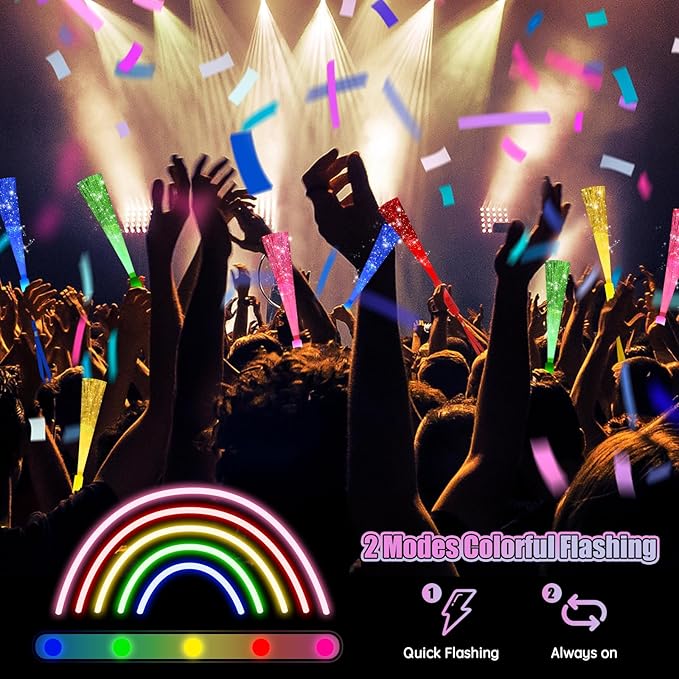 48PCS Fiber Optic Wand Glow Sticks, LED Light Up Wand, Glow in the Dark Party Supplies, Light Up Party Favors, Fiber Optic Lights, Glow Flashing Light Sticks for Neon Party Decorations, Christmas