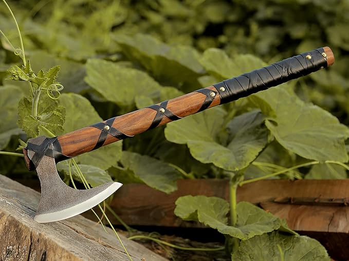 ANCILLA Viking Axe Prop of Ragnar Lothbrok - Bearded Axe for Viking Cosplay, Halloween Weapon Prop - Two-Handed Tomahawk Battle Hatchet- Hand-Crafted Norse Antique Gift for Hunting & Camping