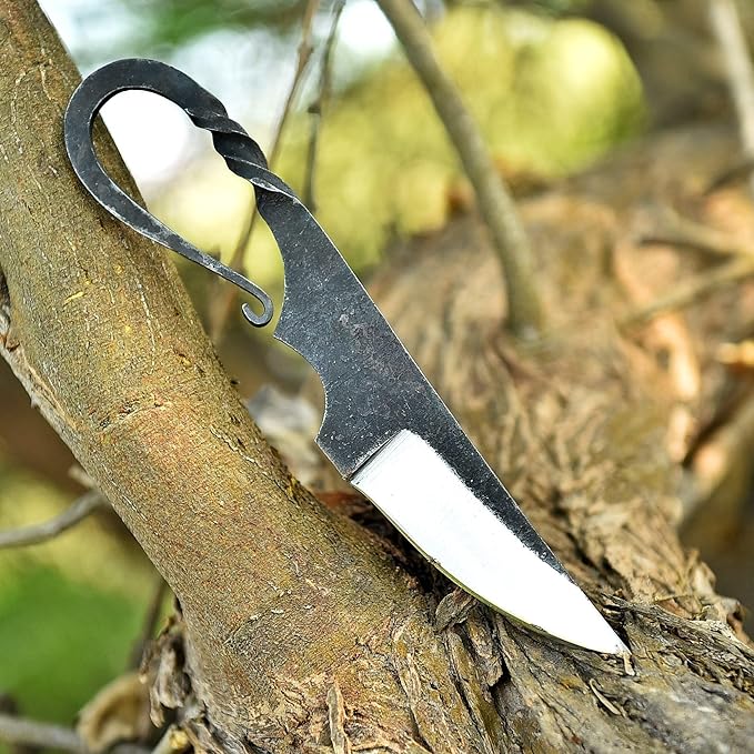 Custom Handmade Carbon Steel Blade Hunting Knife with Leather Sheath - Ideal for Skinning, Outdoor Camping, Hiking - EDC Fixed Blade Bushcraft Knives with Vikings Handle. (Viking Knives)