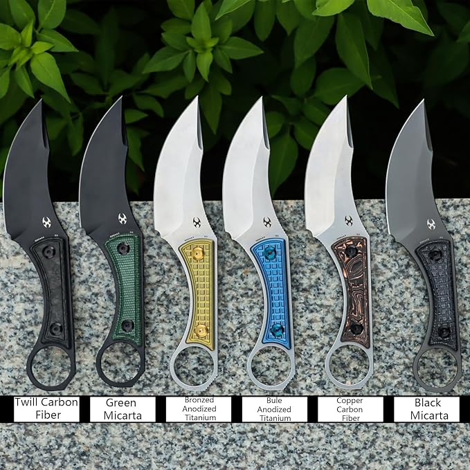 KANSEPT Niko Fixed blade Knife with Sheath, 3.54'' Black TiCn Coated D2 Blade and Carbon Fiber with Frag Pattern Handle, Adjustable Kydex Sheath for EDC, Fixed Knifes for Camping Hiking Fishing G004A1
