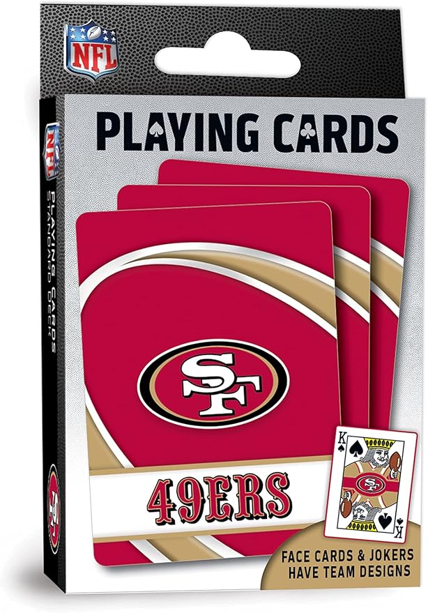 MasterPieces - NFL Playing Cards, Officially Licensed San Franciso 49ers Football Deck, Family Games for Adults and Kids, Standard Index