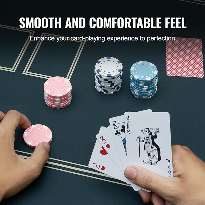 VEVOR Poker Table Top, 70 x 35 Inch Poker Mat for Table, 6-8 Players Foldable Poker Table Top with Carrying Bag, Folding Poker Table Topper for Poker Games, Poker Room, Rectangle, Blue