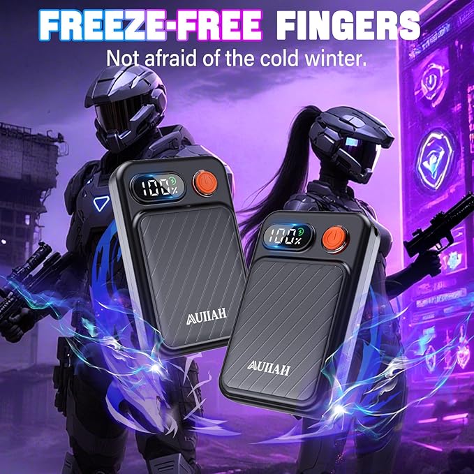 Hand Warmers Rechargeable 2 Pack - Magnetic, LED Display, 4 Heat Levels, Gift for Men Women, USB-C, Reusable, Lanyard, Electric Hand Foot Warmer, Fits Gloves, Golf, Camping, Walking, Hunting
