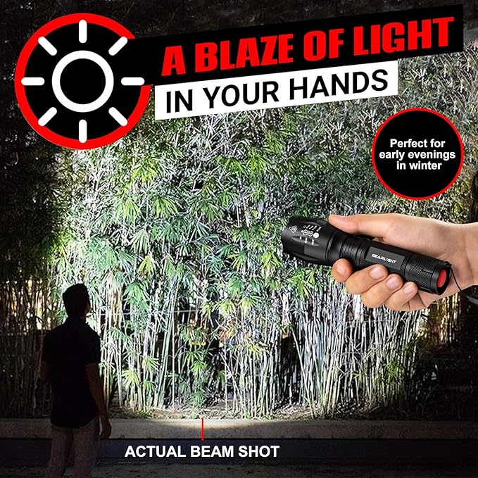 GearLight LED Flashlights - Mini Camping Flashlights with High Lumens, 5 Modes, Zoomable Beam - Bright and Versatile Flash Light for Outdoor and Home Use - S1000-2 Pack, (Batteries Not Included)