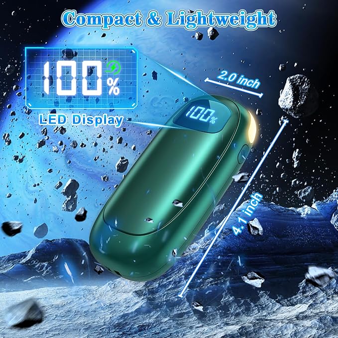 Hand Warmers Rechargeable 2 Pack, Electric Dual-Sided Heating with LED Display & Flashlight, Max 127?? 13Hrs Long Lasting Pocket Heater for Raynauds, Golf, Hunting Essentials, Gifts for Men Women