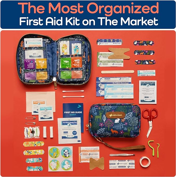 KeepGoing Travel First Aid Kit for Kids ??130 Pc. for Car, Home, Purse, Diaper Bag & Backpack with Latex-Free Bandages - Mini First Aid Kit Travel Size TSA-Approved