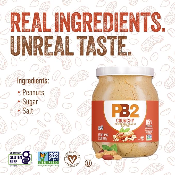 PB2 Crunchy Powdered Peanut Butter - Peanut Butter Powder with Small Crunchy Peanut Pieces