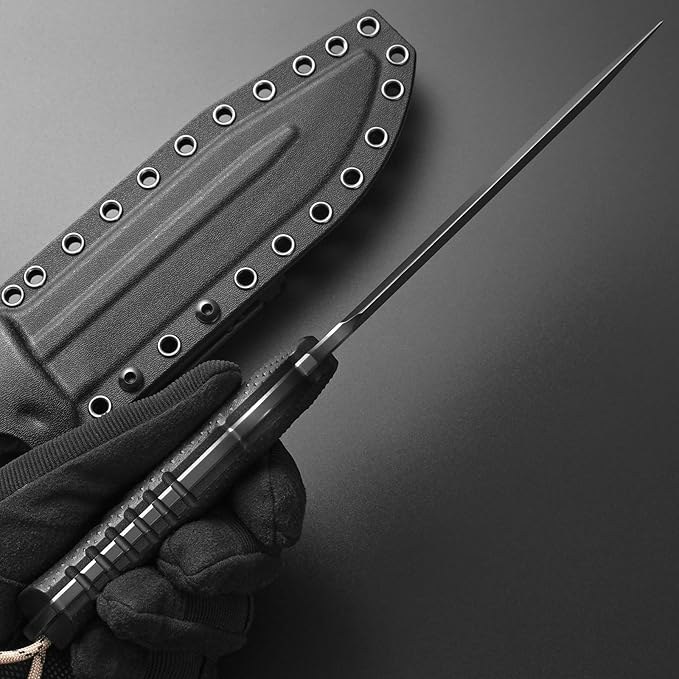 GTK2 Fixed Blade Knife AUS-10 Steel Blade Nylon Fiberglass Handle Full Tang EDC Tool Knifes for Outdoor Camping Survival Adventure Bushcraft (black)