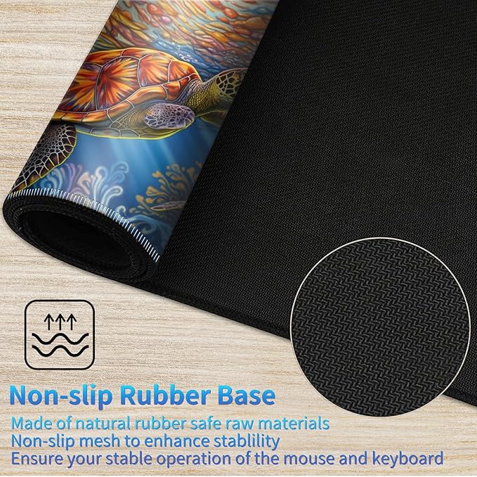 Playmat for MTG, 24 x 14 inches Game Play Mat for MTG TCG and Other Card Games, Trading Card Game Play Mat Desk Mats with Stitched Edges Non-Slip Base, Two Turtles Swirling