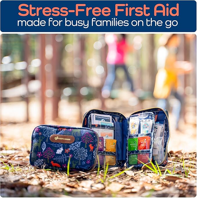 KeepGoing Travel First Aid Kit for Kids ??130 Pc. for Car, Home, Purse, Diaper Bag & Backpack with Latex-Free Bandages - Mini First Aid Kit Travel Size TSA-Approved